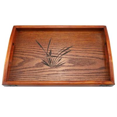 Plateau De Service Portable Avec Bandoulière - En Bois Et Rouge, 40x30x6 Cm - Pour Pique-nique, Fêtes, Serveur Vintage