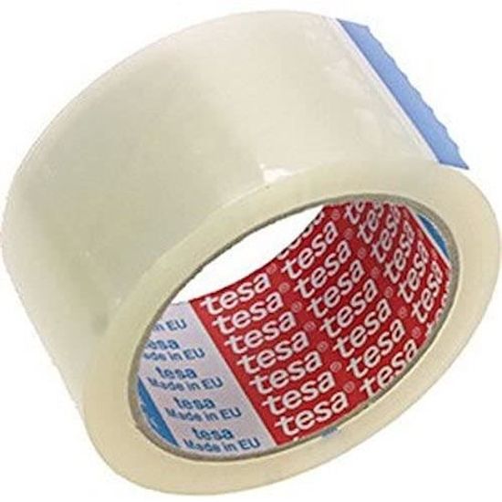 Ruban Adhésif Transparent Tesa - Rouleau 50 Mm X 66 M, Basse Nuisance, à Base D'eau, Facile à Déchirer, Lot De 36 Rouleaux