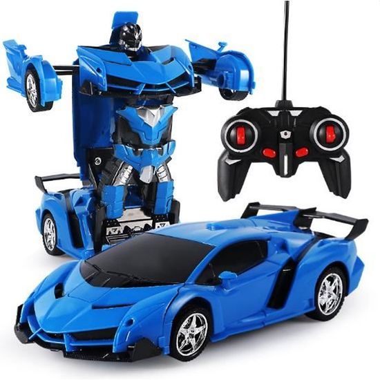 Voiture télécommandée électrique Transformers - Modèle 1:18 - Bleu - Jouet RC pour enfants