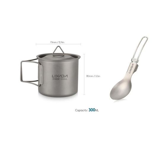 Cuillère-fourchette Camping En Titane 2 En 1 – 18 G, Avec Pochette, Résistant à La Chaleur, 99,9% Titane, Réutilisable
