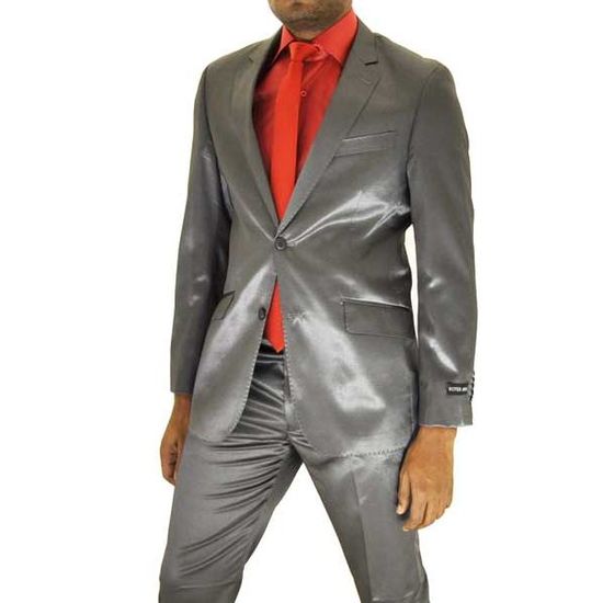 Costume De Mariage Homme Satiné Gris Ardoise Achat Vente
