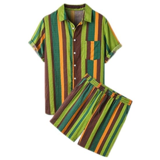 YOSUWOAI Ensemble 2 Pièces Pour Homme - Couleur Unie - Short Et T-shirt
