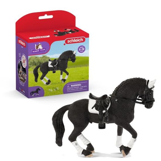 Schleich HORSE CLUB – Étalon Frison De Concours Avec Accessoires – Figurine Réaliste 4 Pièces – Dès 5 Ans
