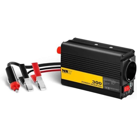 Onduleur Voiture 300W Yinleader - Convertisseur 12V Vers 230V Avec Prise EU + 2 USB - Parfait Pour Road Trip & Camping
