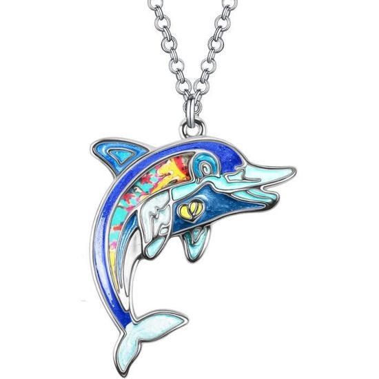Collier Dauphin Yumilok | Change De Couleur Avec La Température | Acier Inoxydable | 50+5cm | Cadeau Original