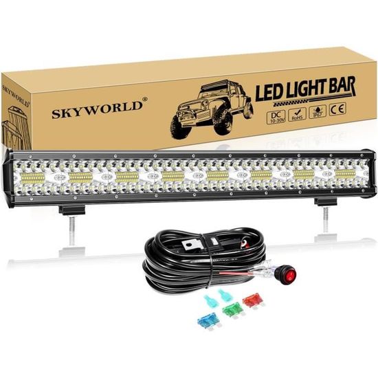 Barre Lumineuse LED 2400W 4x7 Pouces - Spot/Flood Combo Pour Camion, Off-Road