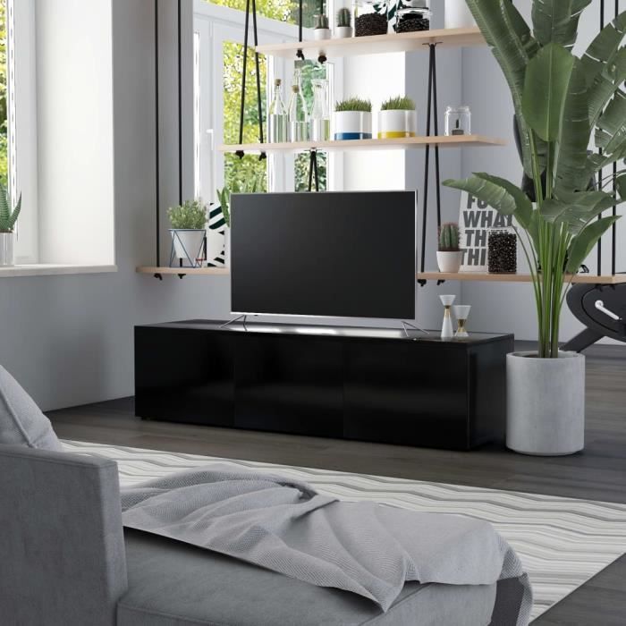 Meuble TV avec 3 tiroirs Aggloméré - 120 x 34 x 30 cm - Style contemporain - Noir