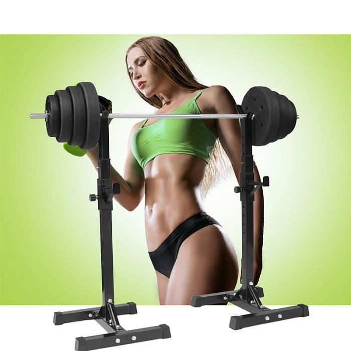 Repose Barre Musculation Support De Haltère Rack A Squat Réglable En Hauteur 105-160cm