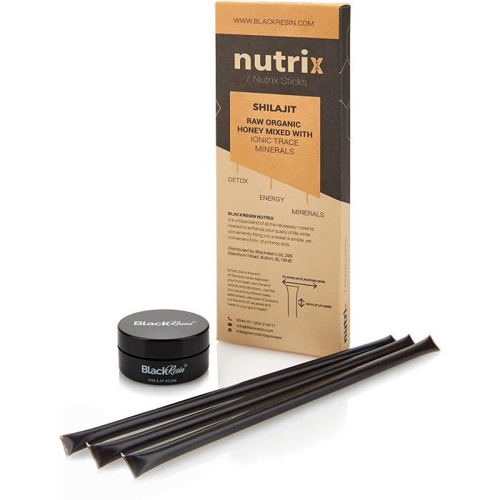Multi-vitamines et minéraux Résine Shilajit bio pure - 50 portions - CWC Labs testés pour la sécurité - Nutrix 7 bâtonne 509793