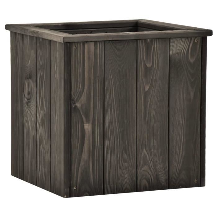 #69542 Jardinière Contemporain - Bac A Fleur - Lit surélevé Gris foncé 38x41x40 cm Bois de pin massif Parfait