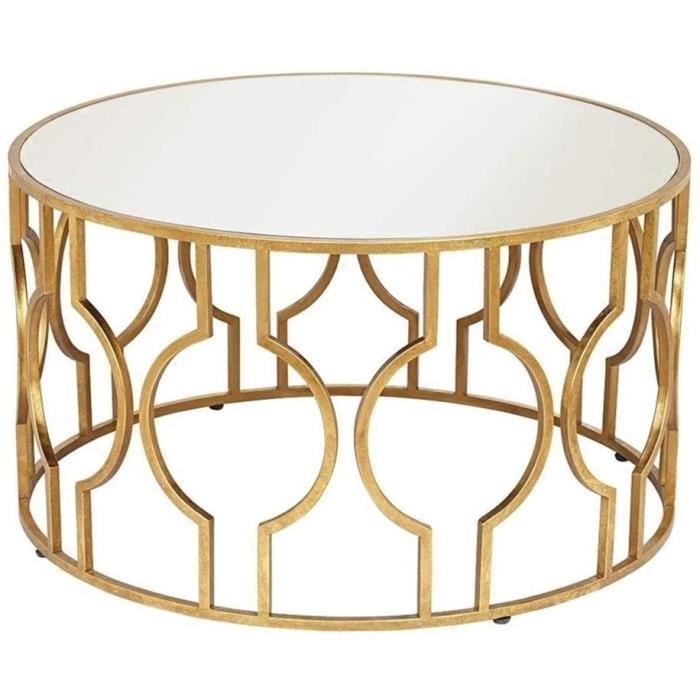 Tables basses WINON Table Basse Table Basse en Verre trempé Nordique en Fer forgé, Table Basse Ronde créati371