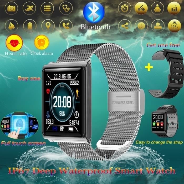 Montre étanche Fitness Tracker avec moniteur de tension artérielle de fréquence cardiaque Calories Podomètre Bracelet de mode