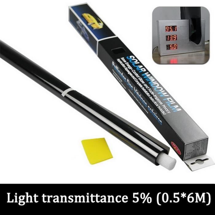Film de teinte pour vitres de voiture 3-6m, feuilles de teinte noires pour vitres de voiture, rouleau de Fil 5 Transmittance 6M