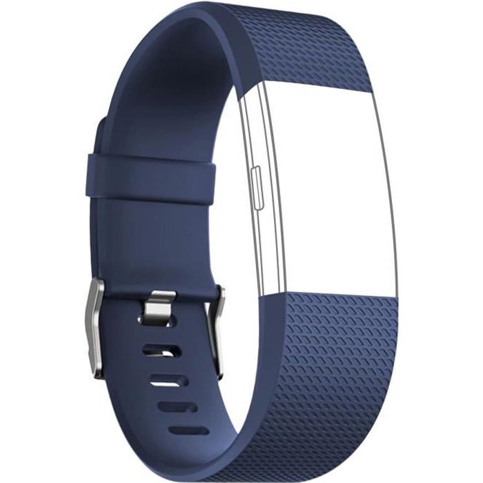 Bracelet FitBit Charge 2 Silicone Texturé Fermeture Boucle ardillon Bleu nuit
