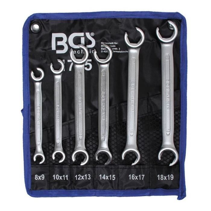 Jeu de clés à tuyauter 8x9 - 18x19 mm 6 pièces