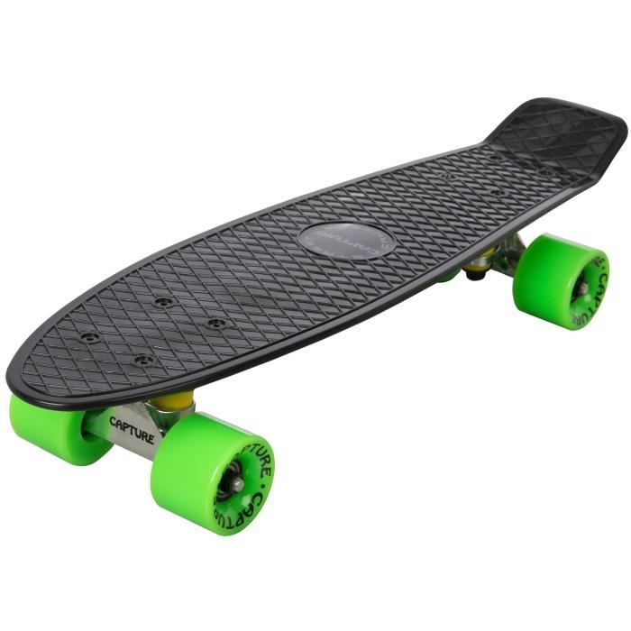 Capture Mini Street Cruiser Skate 56cm 22.5-, Skateboard Rétro Vintage, Roulements ABEC-7, pour la pratique en ville, parcs, …
