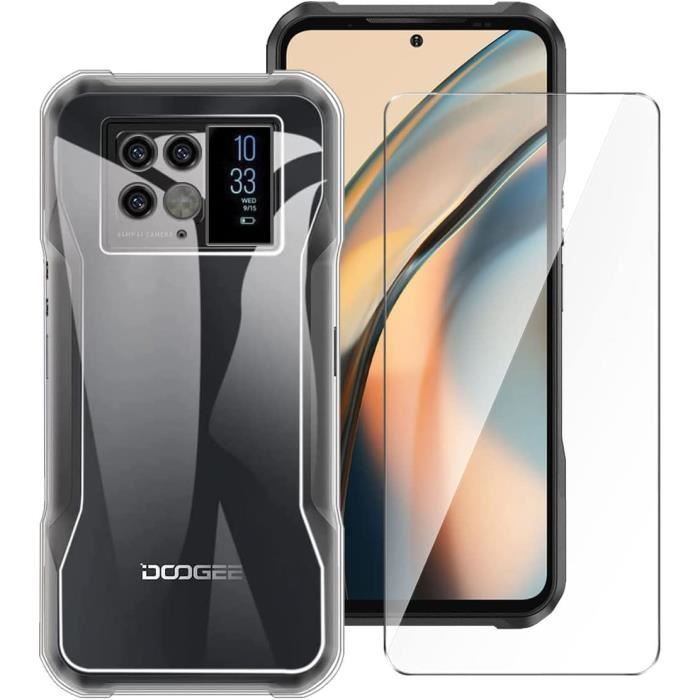 Coque Doogee V20 5G+Verre trempé écran Film Protecteur Transparent Souple Silicone Protection TPU Doogee V20 5G 6.43\