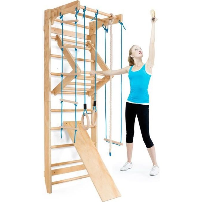 GIANTEX Espalier de Gym Mural en Bois Fiteness,Barre de Gymnastqiue Murale pour Adultes ou Enfants,Entrainement Musculaire