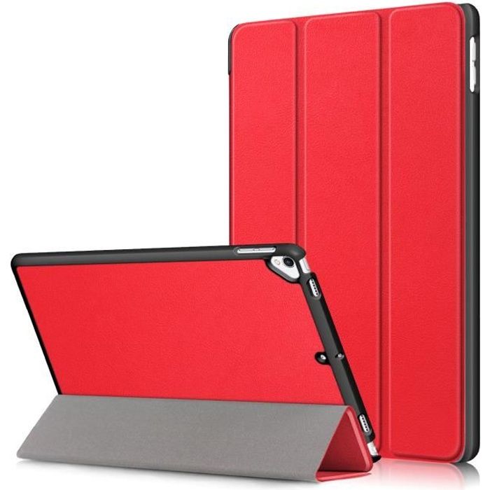 Coque iPad 10.2 (A2200, A2198, A2232) Housse Slim & Léger PU Cuir avec Support Auto Réveil/Sommeil Antichoc Étui, Rouge