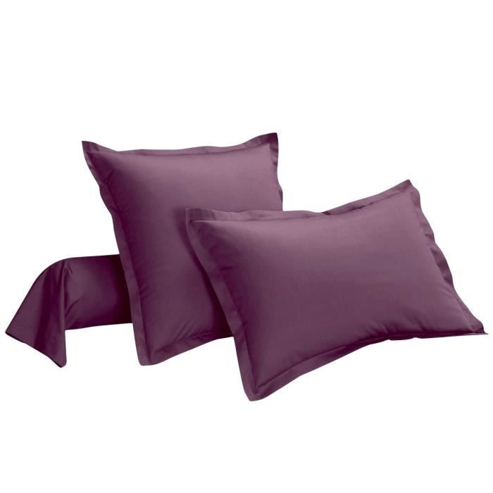 Taie d'oreiller coton PRUNE 63 x 63 cm