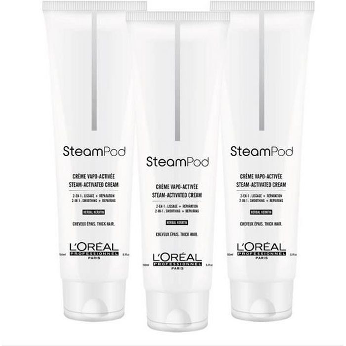 Pack TRIO Crème de Lissage Steampod Cheveux épais - 150 ml