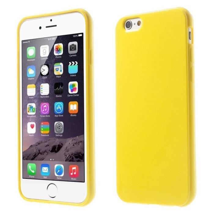Coque iPhone 6 et 6s Silicone Glossy, Fun, Protection Anti choc, Design (Jaune)