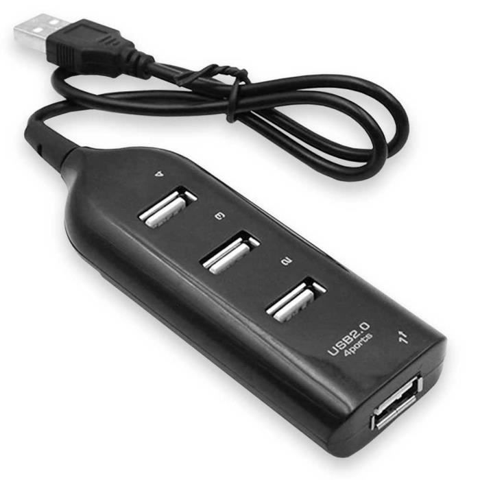 OCIODUAL Adaptateur Multiport Hub USB 2.0 Noir Transformateur 4 Ports Convertisseur Transfert de Données avec Câble Splitter
