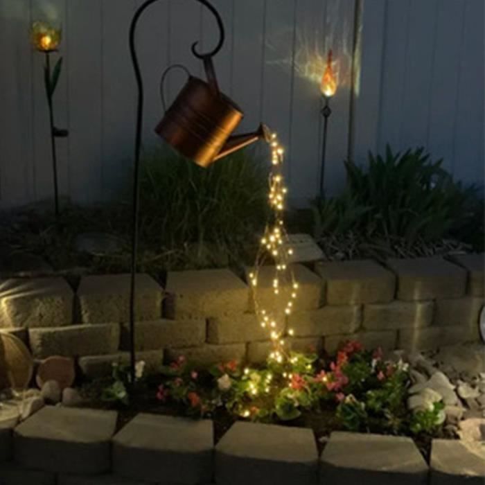 Lumières Extérieures de Jardin de Douche D'étoile Arrosoir Arrose Lumières, Lampes LED Solaires (Pot + Light+ support)