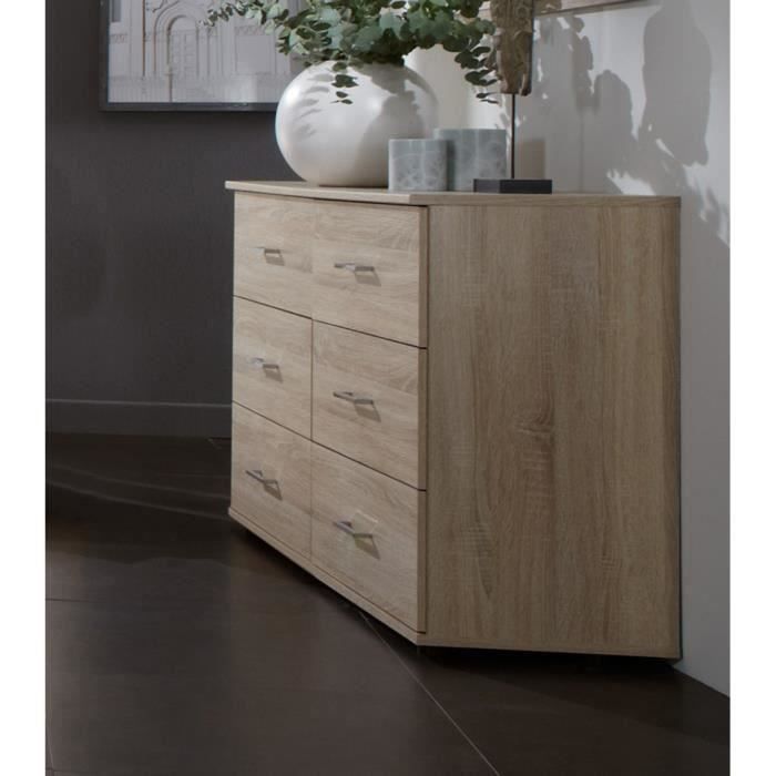 Commode de rangement imitation chêne - 130 X 41 X 83 Cm