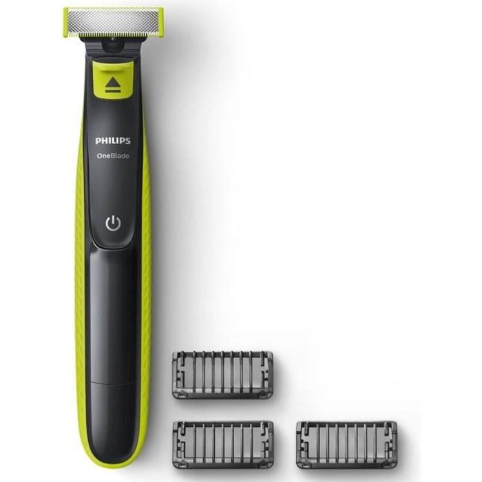 PHILIPS QP2520/30 Rasoir OneBlade - 3 sabots clipsables barbe de 3 jours - rechargeable - 100% étanche