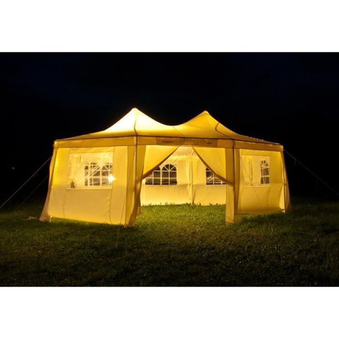 tente de réception 6,25 x 4,4 x 3,3 m imperméable créme