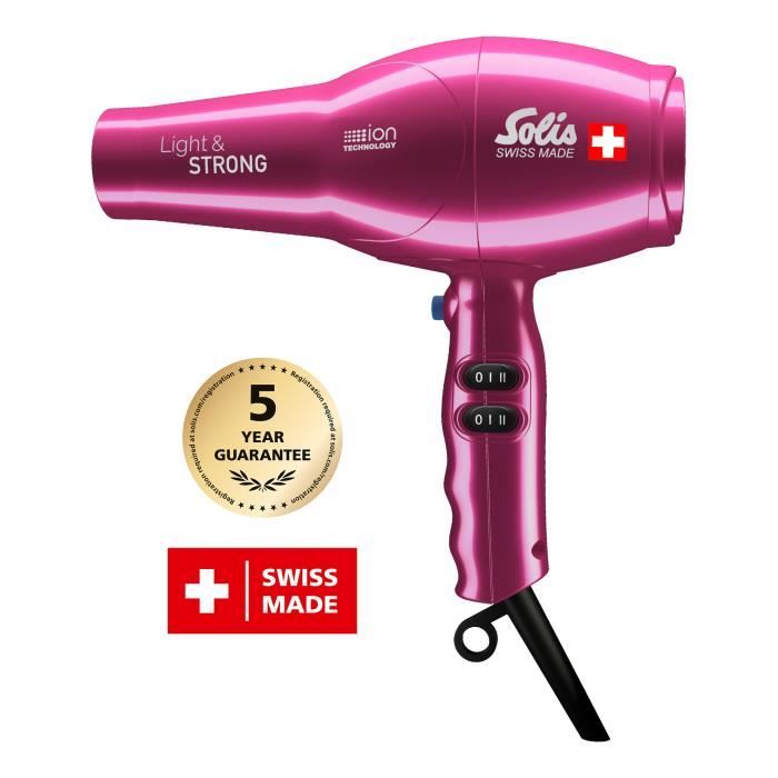 Sèche Cheveux Professionnel - Seche Cheveux Ionique - Fonction Air Froid - Rose - Light & Strong 442 Solis