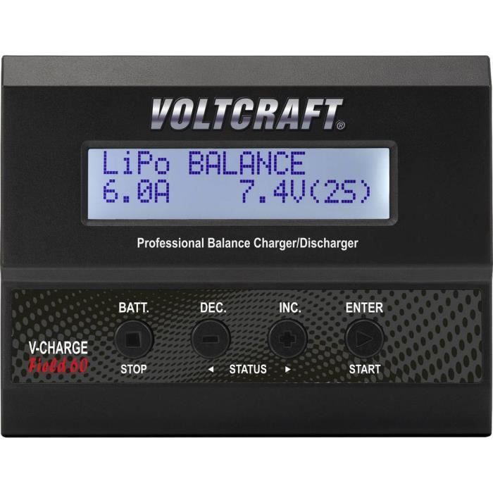 Chargeur multifonction de modélisme 12 V 6 A VOLTCRAFT V-Charge 60 DC Li-polymère, Li-ion, LiFePO, LiHV, NiCd, NiMH, plomb