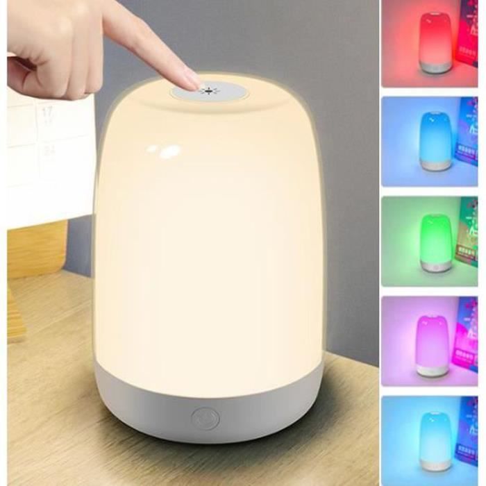 PT21420-Veilleuse LED, Lampe de Chevet Colorée à 360°, Lampe Nuit Rechargeable avec Toucher Luminosité Ajustable Télécommande po