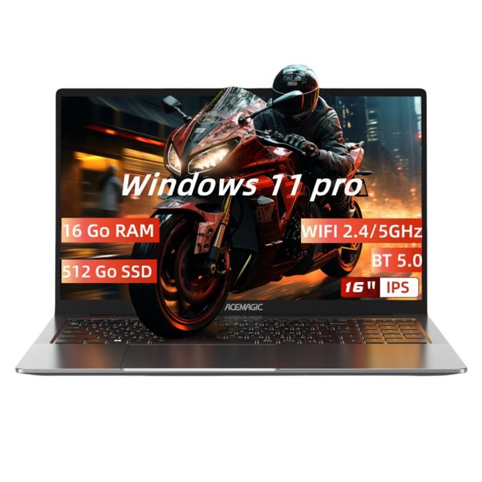 Ordinateur Portable ACEMAGIC – 16 FHD – Intel Alder Lake N97 – 16Go DDR4512Go SSD – WiFi BT5.0 Gris
