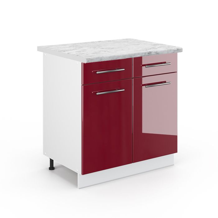 Meuble cuisine Fame-Line, 60cm avec tiroir, sans PT, Rouge bordeaux