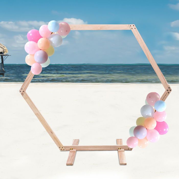 Arche de mariage hexagonale en bois - 233 x 225 cm - Arche de mariage élégante
