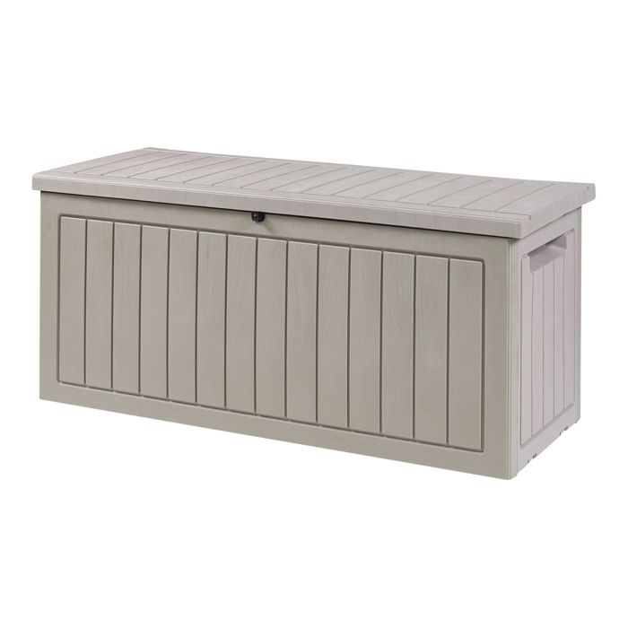 INTEC Aufbewahrungsbox 230 Liter Beige - Wetterfeste Gartenbox Mit Deckel