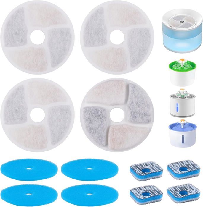 Comparer les prix de 4pcs filtres de fontaine à eau pour chat avec éponge en mousse,filtre à charbon actif pour fontaine WF040