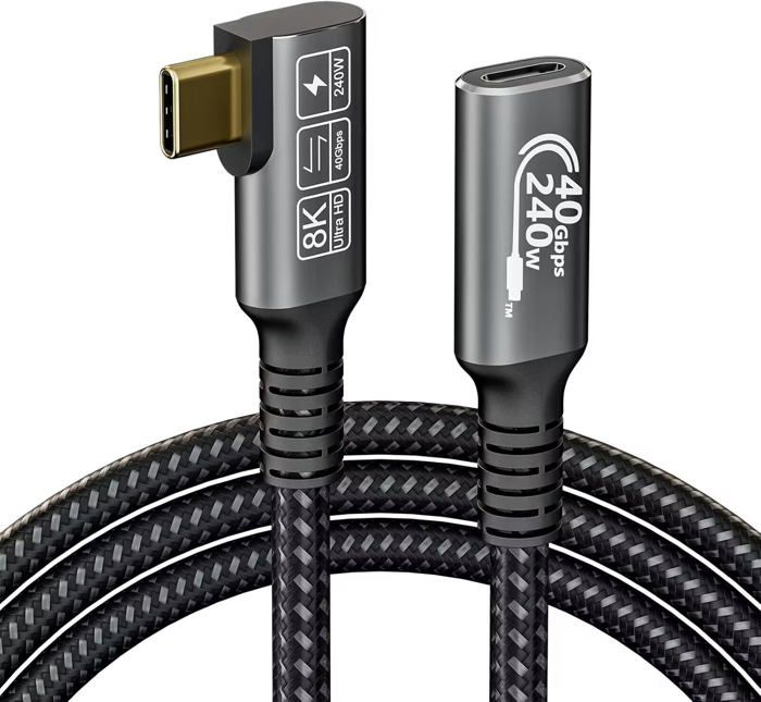 EUDOBEL Câble USB 4 Avec Câble Thunderbolt 4,Données 40Gbps,PD3.1 48V5A 240W ,8K@60Hz 4K@144Hz Cable USB C Vidéo 0,5m Pour Display USB C,eGPU,iPhone 16, IPhone 15,MacBook,iPad,Dockings,Hub,Switch