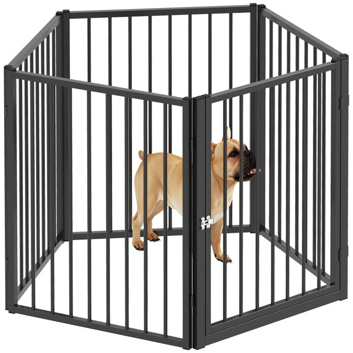 Parc pour chien - PawHut - parc pour animaux - 5 panneaux - clôture portable pliable - noir