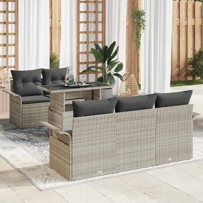 vidaXL Ensemble de 7 Pièces de Canapé de Jardin avec Coussins Rattan Poly - vue 4