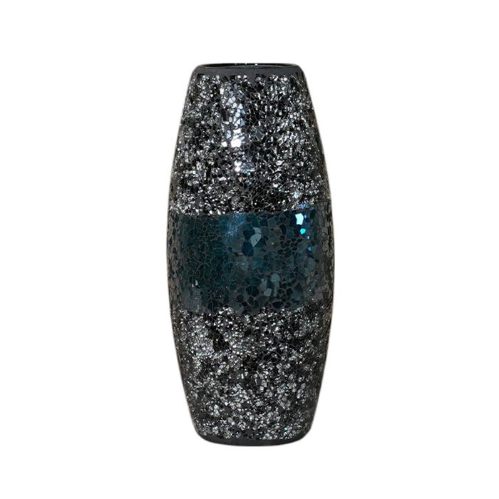 SUKIA - Vase en verre mosaïque noir et bleu H30 cm SUKIA - Vase en verre mosaïque noir et bleu H30 cm