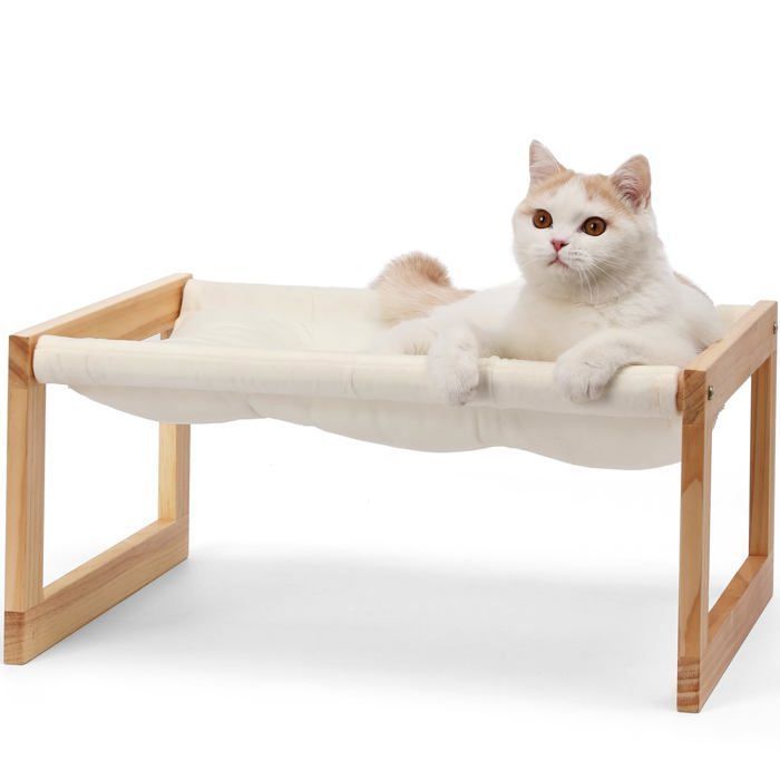 Comparer les prix de Lit pour Chat en Velours Pelucheux pour Chat dintérieur Hamac en Bois 523 x 42 cm Convient pour Chats Chiots Lapins etc