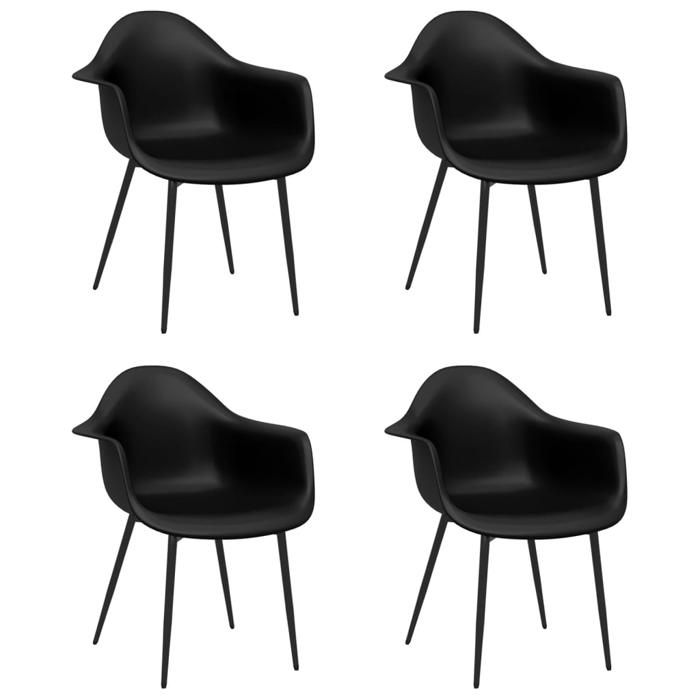 (SOLDES JUILLET)Chaises à manger 4 PCS - UU - Scandinave Fauteuil salon - noir PP FR1338077