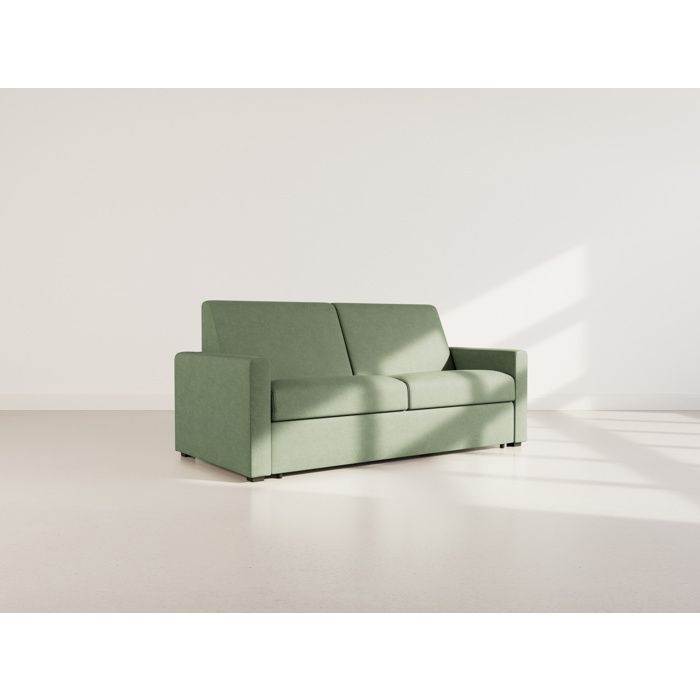 Julia - canapé lit 3 places convertible express couchage quotidien 140 cm matelas 14 cm en tissu - Vert