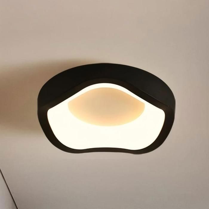 WOTTES Plafonnier LED Style Moderne - 12W Blanc chaude IP54 Imperméable Luminaire Intérieur Pour Salle de Bain - 1pcs Noir Ø20CM