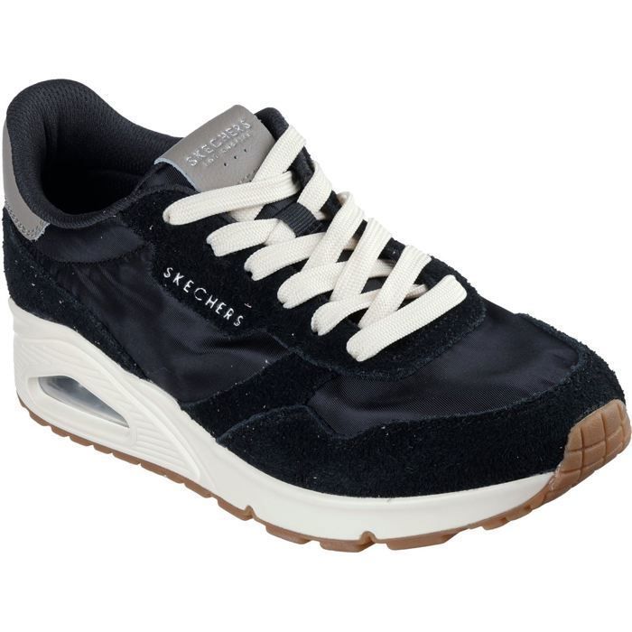 Skechers Baskets Noires En Cuir Pour Femmes