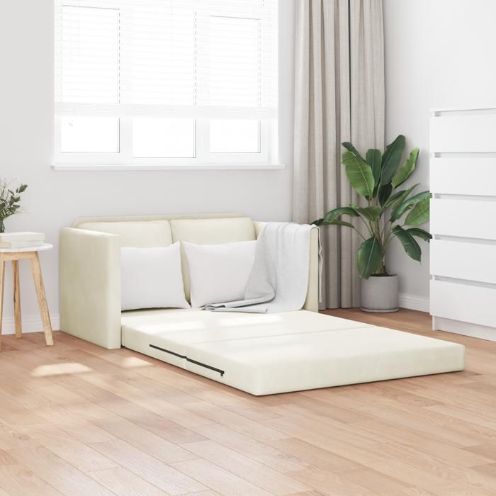 Promotion Sept Canapé pour invités - Sofa double - Crème Tissu Bois 2 Places Accueille Plusieurs LV1679