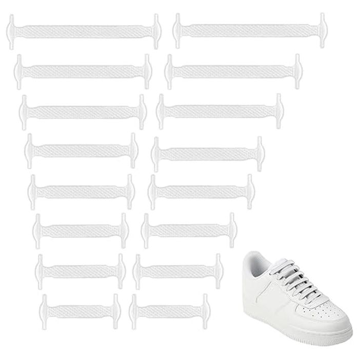 GNALIA Lacets Blancs Pour Baskets, 8 Paires 16 Unités, Élastiques Sans
